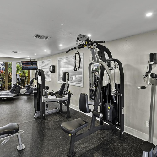 a gym with exercise equipment
